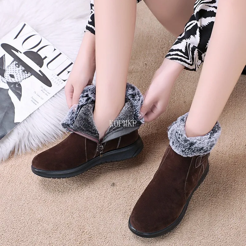 

Новые женские ботильоны 2022 зимние ботинки для снега модные ботинки на платформе с боковой молнией с круглым носком из искусственной кожи с ...