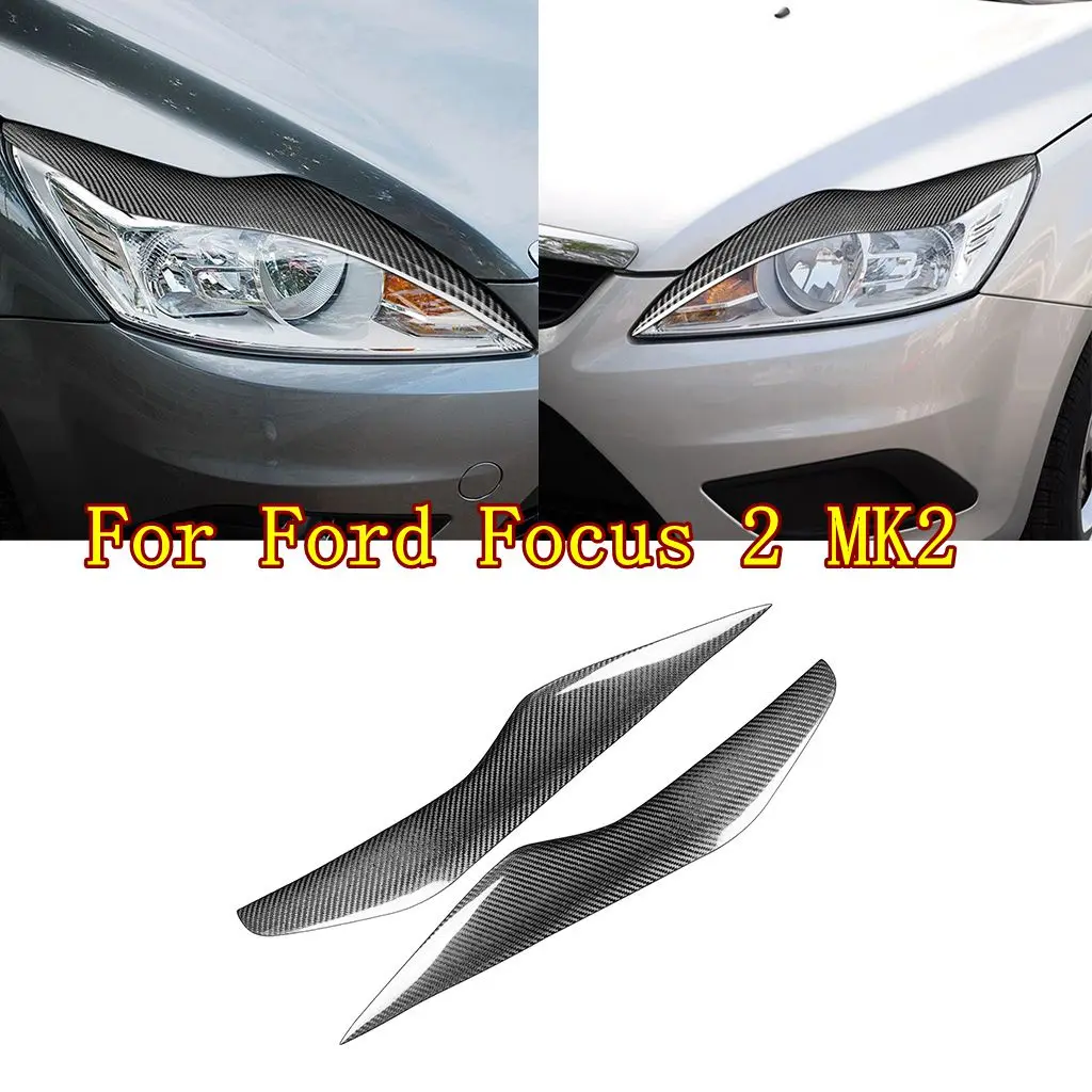 

1 пара, накладки на передние фары из углеродного волокна для Ford Focus 2 MK2 2008 2009 2010, автомобильные аксессуары