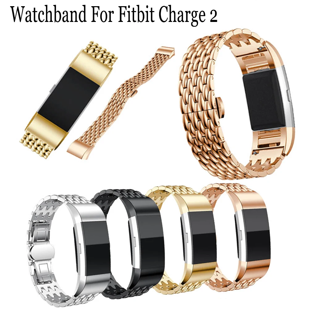 

Luxury Stainless Steel Quick Release Watchband Strap Replacement Band Bracelet For Fitbit Charge 2 Smart Watch Classic Wristband