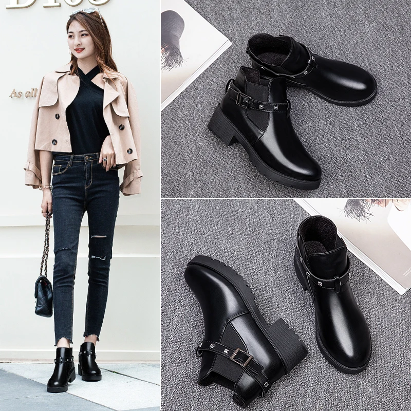 

Snow boots classic heels suede women winter boots warm fur plush Insole ankle boots women shoes Pop lace-up shoes 635