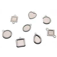 20pcs stainless steel charm pendant for jewelry making blank cabochon settings base fit bracelet necklace diy jewelry findings