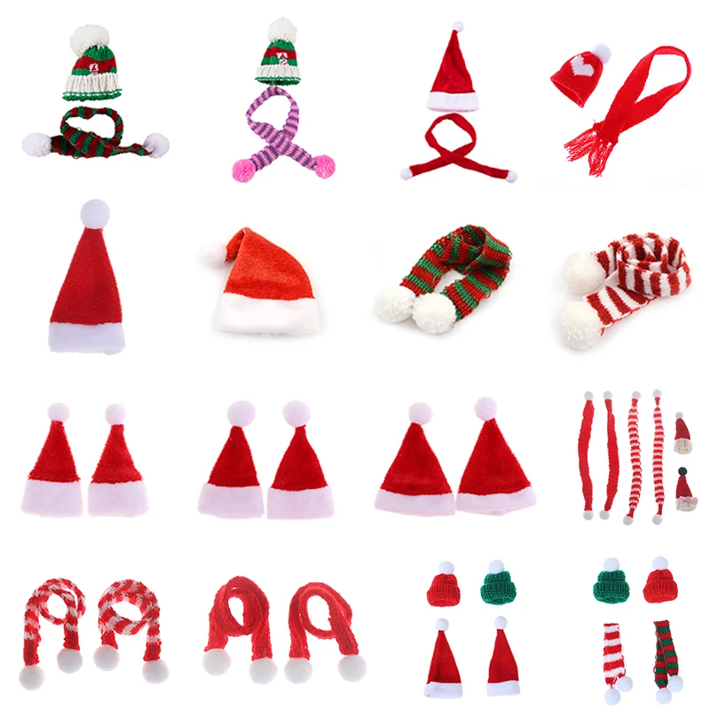 

Christmas Hat Scarf Doll House Dolls Miniature Accessories Hat Scarf For Dollhouse Doll Clothes Decor Best Xmas Gift For Kids