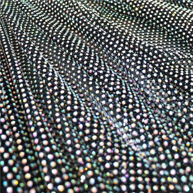 1Meter Crystal Rhinestone Fabric Nude Mesh Net White AB Stretch lattice Hollow Tulle Tissue Masquerade Diamond Strass Glass - купить по