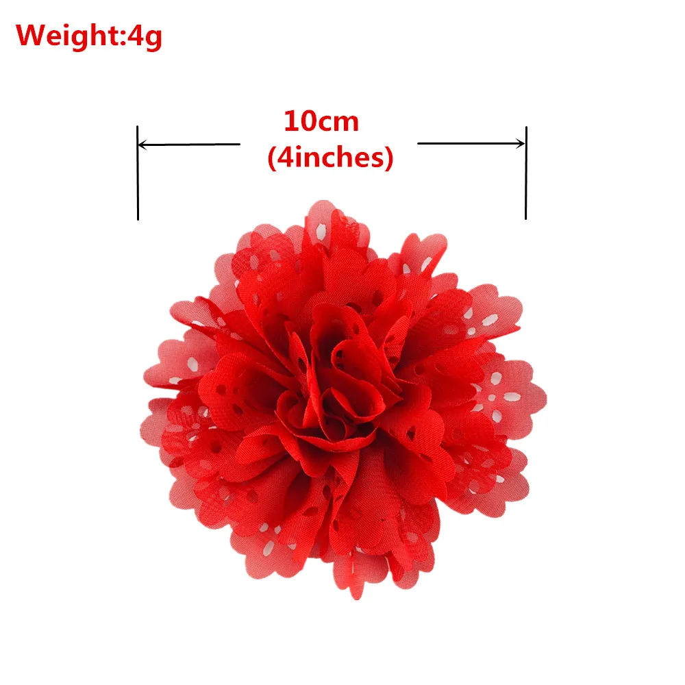 300 шт./лот 4 дюйма большая новая шифоновая ткань полый цветок для маленьких
