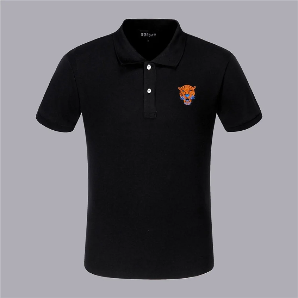 

Plein-Brand Summer Mens Polo Shirts PP Animal Short Sleeve Turn Down Collar Homme Rhinestones Casual Tops Fashions Men Clothing