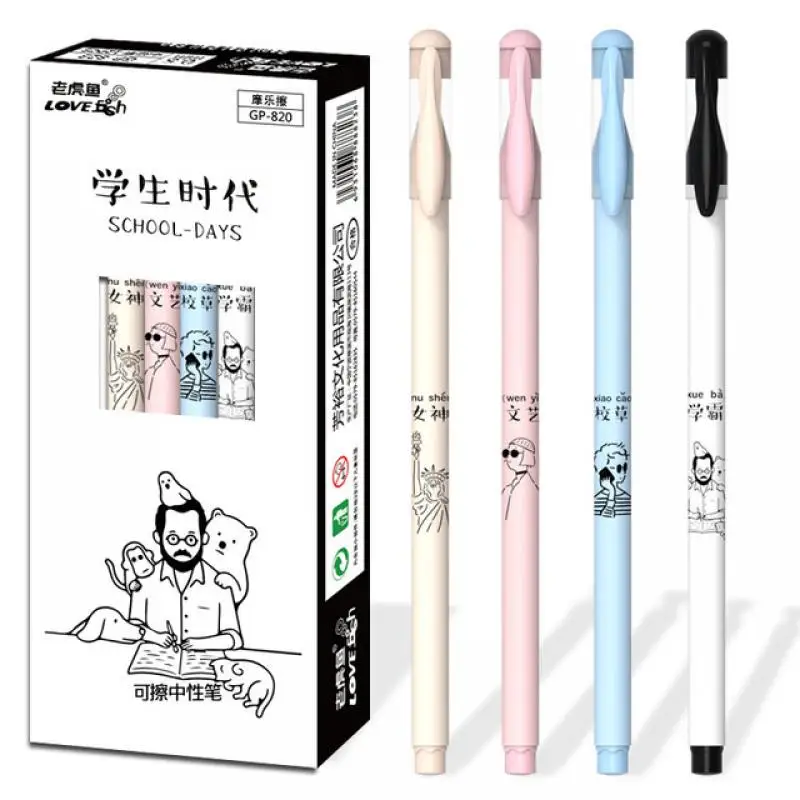 LOLO Kawaii Pink Leopard Goose Erasable Gel Pen School Office Supplies Stationery Gift Blue Black Ink Random |