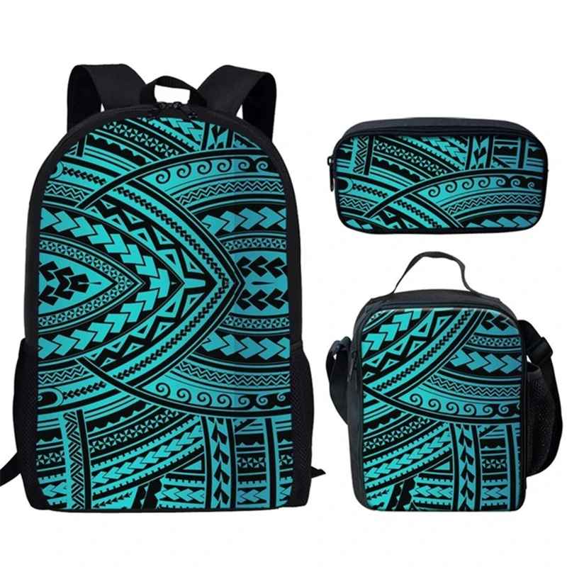 ELVISWORDS Teenager Large School Bags Set Women Men Backpack Polynesian Traditional Tribal Printed Mochila Boys Girls School Bag