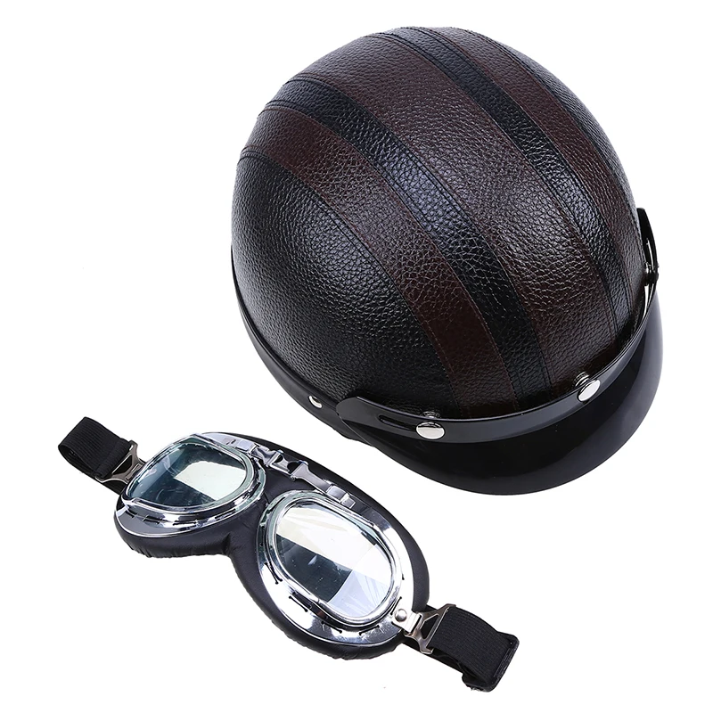 Винтажный мотоциклетный шлем для мотоциклистов кожаный Capacete Casco Casque Cruiser Кафе Racer