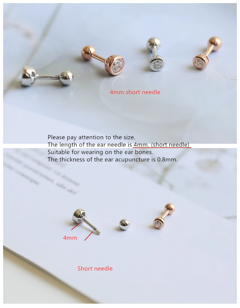 Женские круглые серьги гвоздики с фианитом из стерлингового серебра 925 пробы