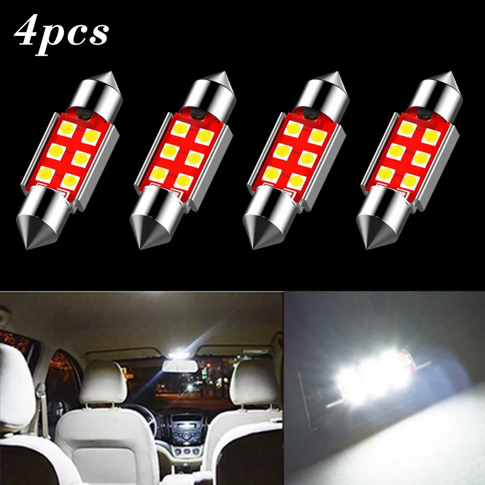 

4pcs 41mm LED Car Bulb Interior Map Dome Trunk License Plate Light Kit 6000K Xenon White Glove Box Lights