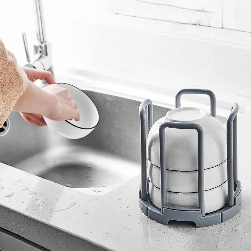 

Plastic Telescopic Drain Bowl Rack Kitchen Detachable Dish Bowl Holders