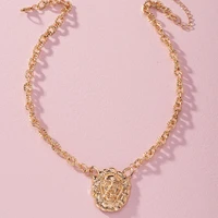 2021 vintage baroque lion head necklace fashion gold color medallion pendant necklace for women long necklaces hip hop jewelry