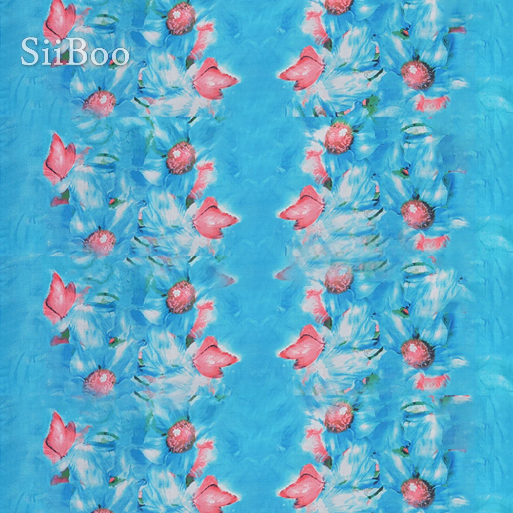 Шифоновая ткань Siiboo из натурального шелка с бабочкой и цветочным принтом мягкое