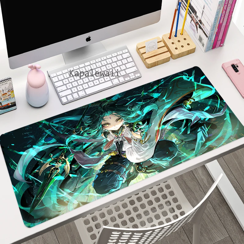 kawaii genshin impact large gaming mouse pad pc gamer computer rubber anime cute mouse pad cartoon keyboard game laptop desk mat free global shipping