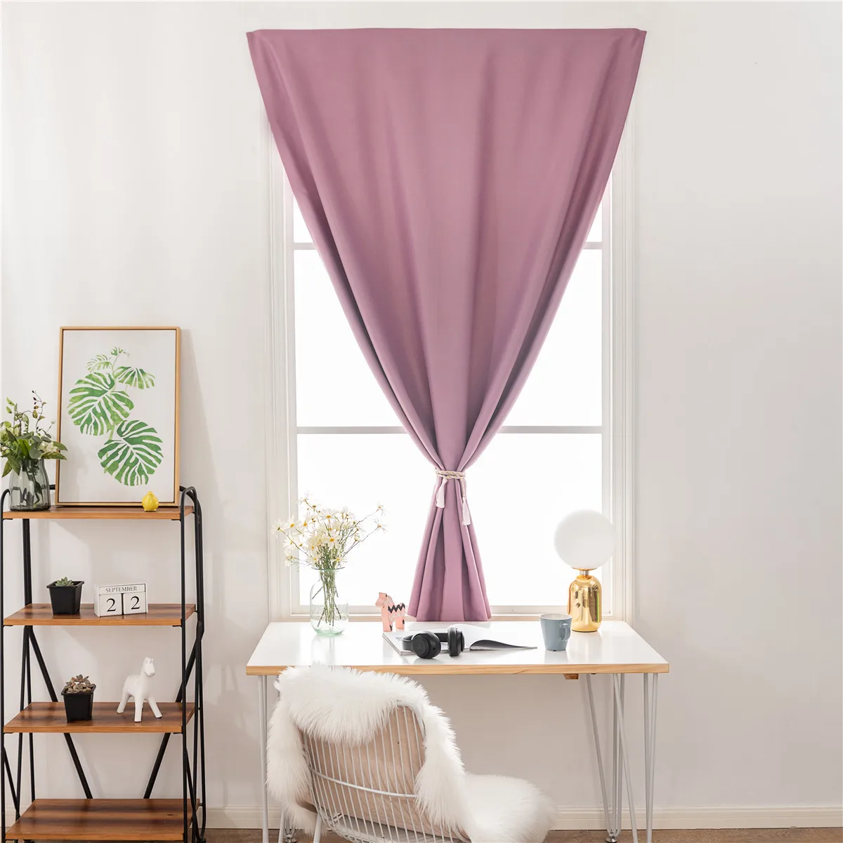 Kitchen Velcro Short Curtains Blackout Solid Curtain for Bathroom Living Room Bedroom Magic Sticks Drape Panel | Дом и сад