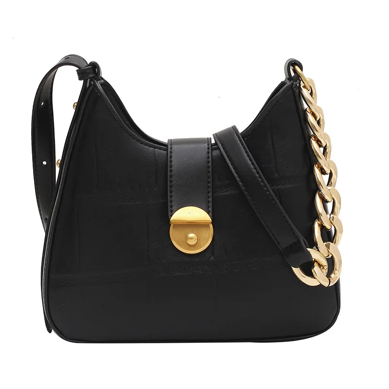 

Stone Pattern PU Leather Crossbody Bags For Women 2021 Winter Branded Shoulder Handbags And Purses Luxury Chain Cross Body Bag