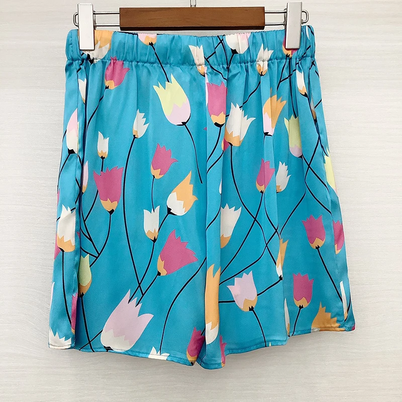 

2 Piece Sets Women Pants And Top Summer Half Sleeve Blouse And Shorts Suit Women Printing Set