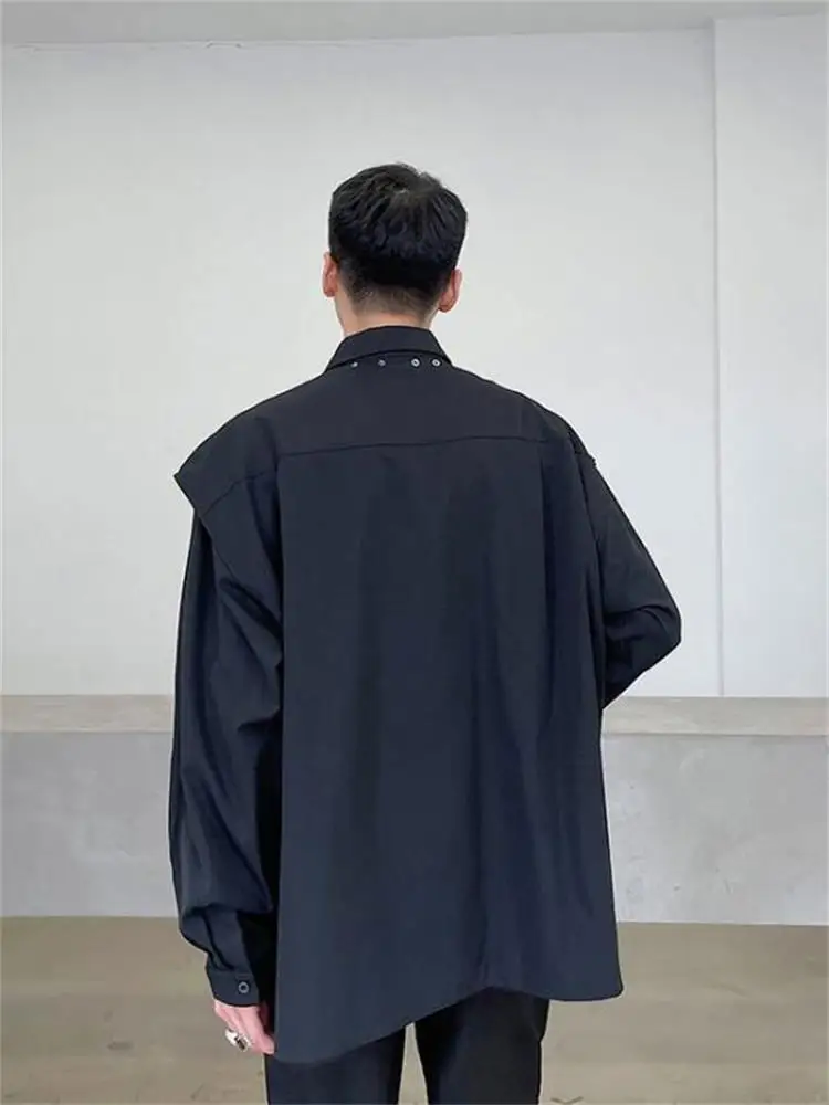 Men's Long-Sleeve Shirt Spring And Autumn New Fashion Trend High Street Harajuku Korean Casual Pure Color Versatile Large Shirt