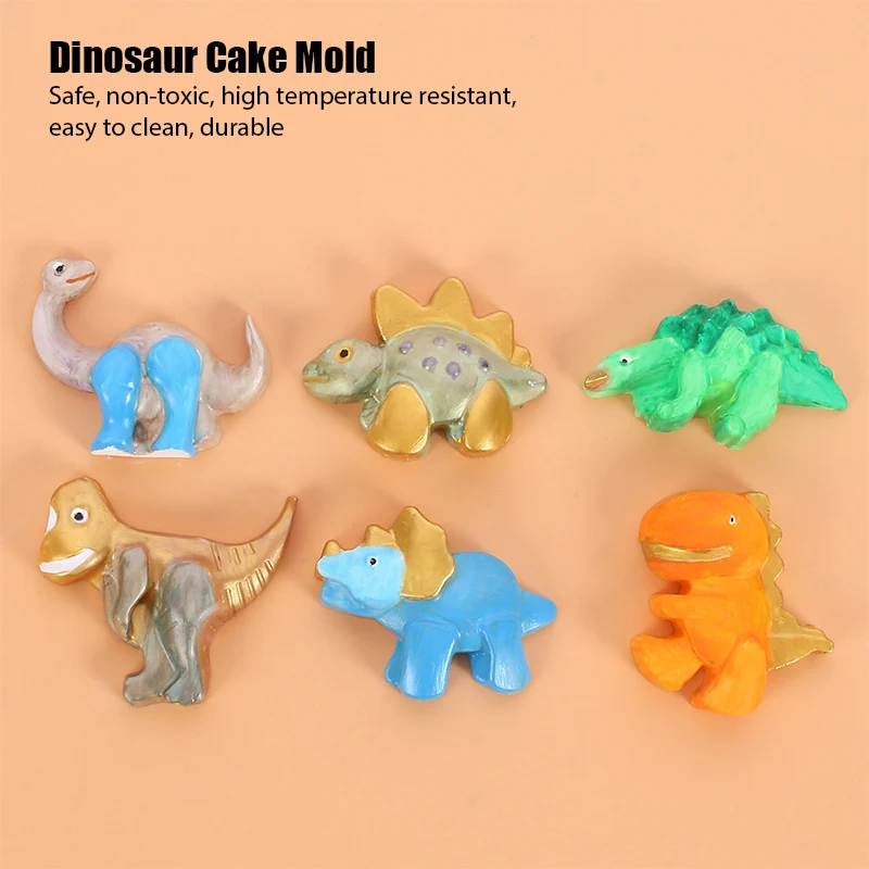 Silicone Fondant Mold 6 Hole Different Shapes Dinosaur Cake Chocolate Cute Animals Baking Tools | Дом и сад