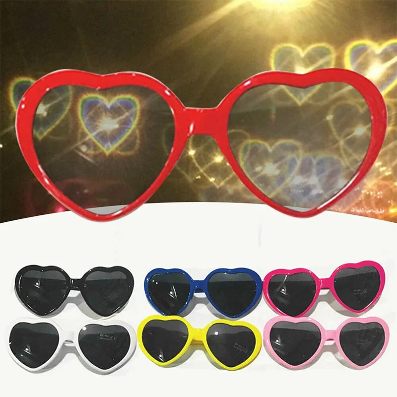 

INS Heart Shaped Love Effects Glasses Watch The Lights Change To Heart Shape At Night Diffraction Glasses Unisex Sunglasses Gift