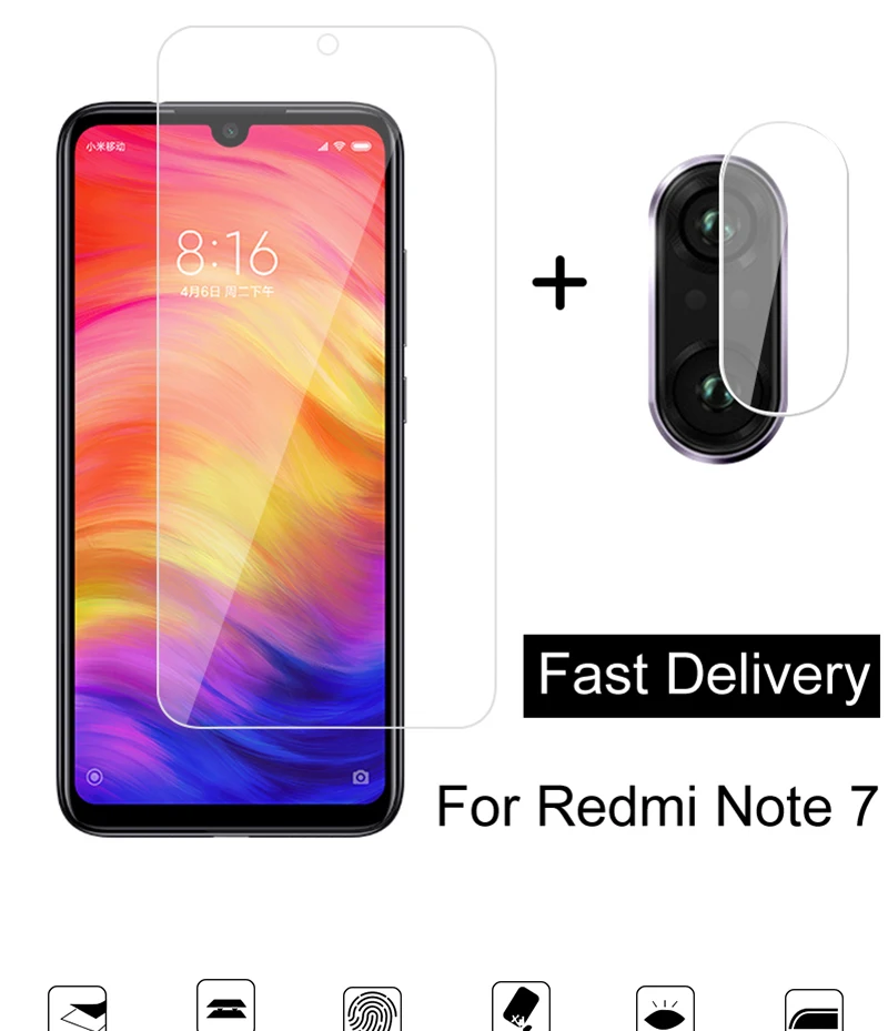 2 в 1 стекло для объектива камеры для Redmi Note 8 7 Pro защита экрана из закаленного стекла для Redmi note 7 8 pro стеклянная пленка