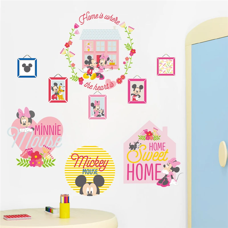 

cartoon mickey minnie mouse wall stickers for kids rooms wedding home decor disney wall decals pvc mural art diy posters