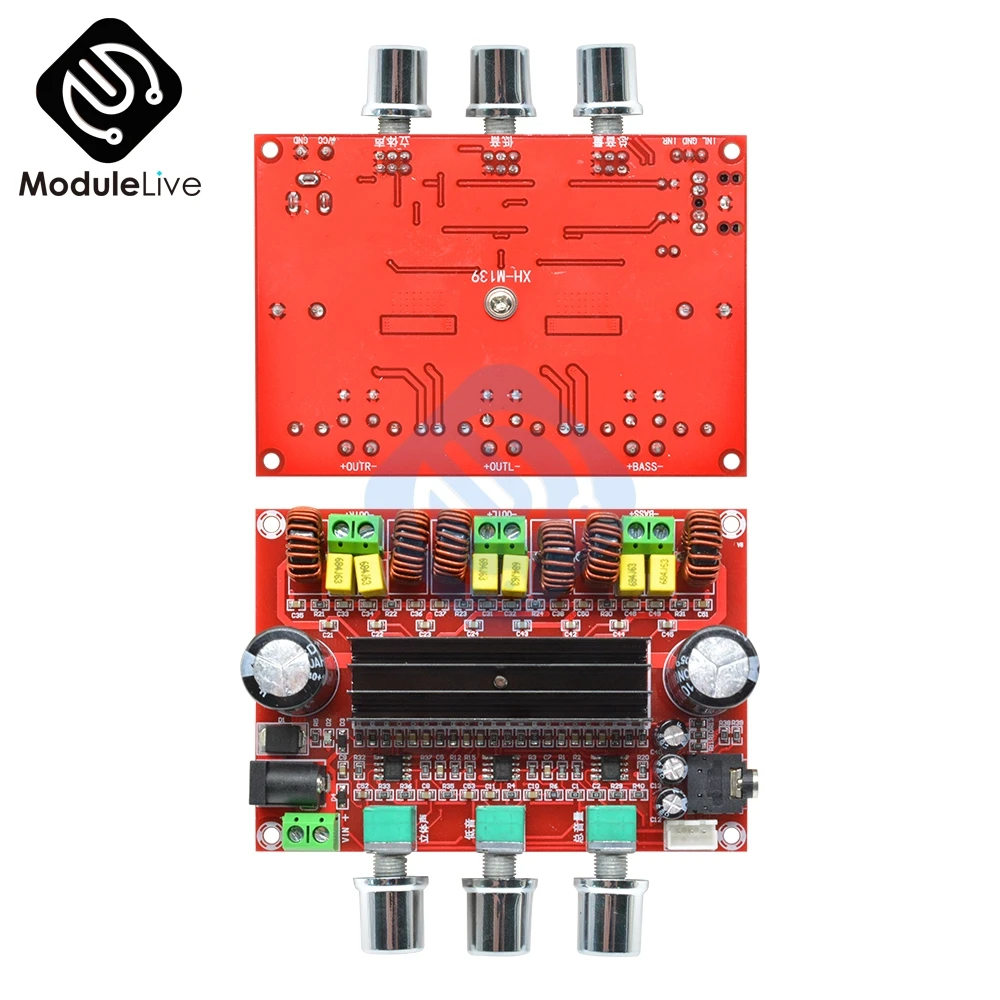 Плата усилителя мощности Top Sound TPA3116D2 50 Вт * 2 + 100 1 каналов (левый/правый/сабвуфер)