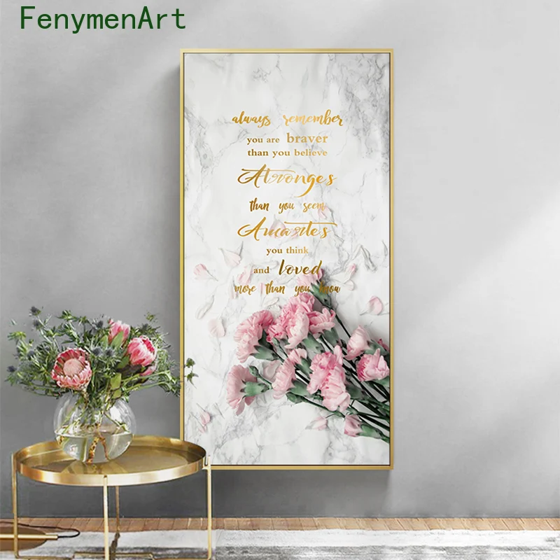 

Nordic Pink Flowers Plants Poster Print Pink Rose Peony Carnation Cherry Blossoms Canvas Painting Wall Art Picture Home Decor