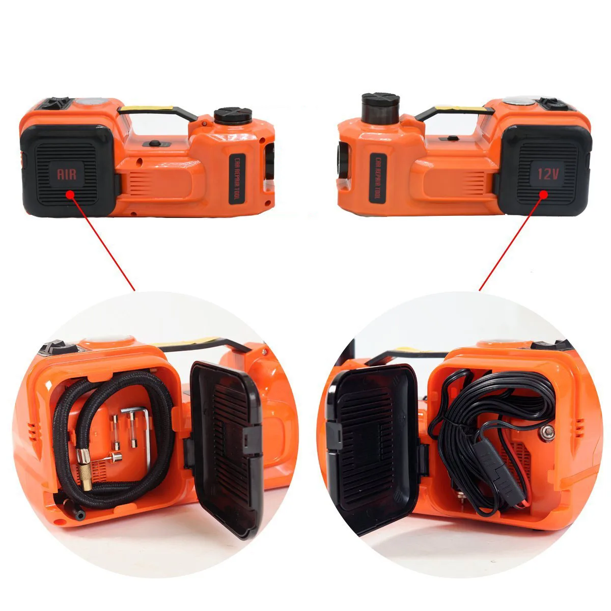 12V 5Ton Car Jack Tire Electric Hydraulic Lift lift Inflator Flashlight Safe Hammer 3 in 1 | Инструменты