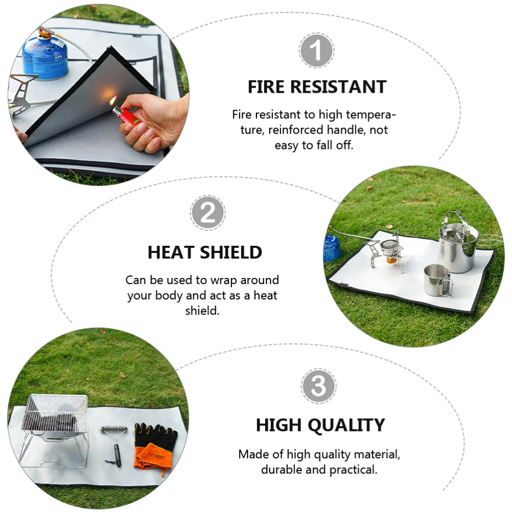 

1Pc Camping Fireproof Cloth Picnic Barbecue Heat Insulation Pad Temperature Fire Mat