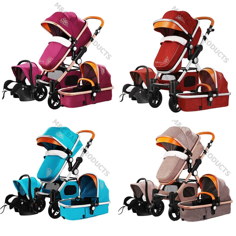 Детская коляска 3 в 1 роскошная зонтик для новорожденных детская с высоким