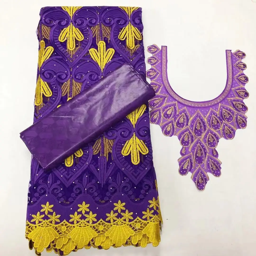 

Нигерийское кружево и бассейна комплект с воротником-стойкой 2,5 ярдов зимние плотные теплые штаны из гипюра с 2,5 ярдов базин ткани для пошив...