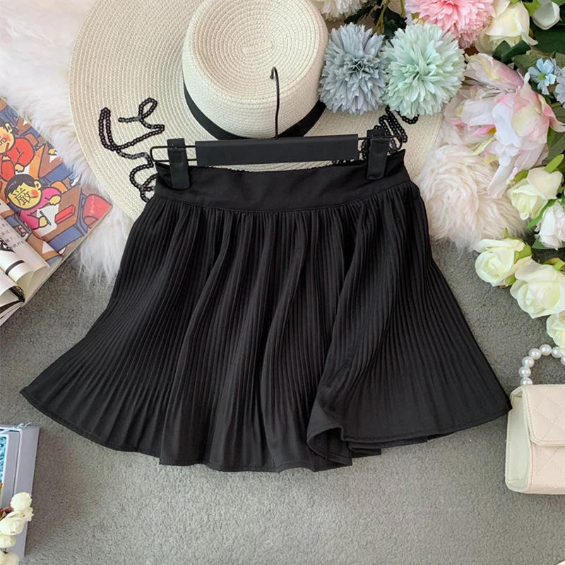 2019 New Spring Summer Chiffon High Waist Pleated Short Half-body Skirt Women Fashion Tide All-match Pants cc947 | Женская одежда