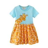 princess baby dresses with giraffe applique cute summer girls party dress fashion childrens clothes hot selling