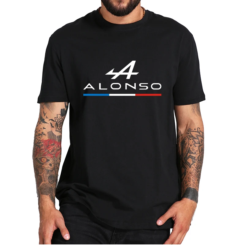 

Fernando-Alonso Alpine Logo T-Shirt F1 2021 Formula 1 Racing Driver Classic Tee Shirt 100% Cotton EU Size Short Sleeves