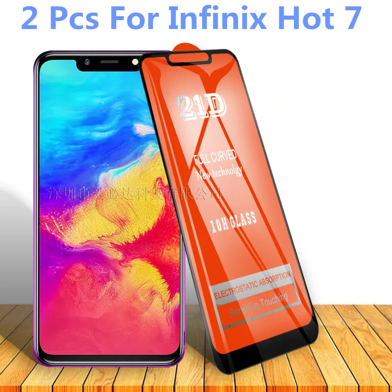 

Изогнутое закаленное стекло 21D для Infinix Hot 7 полное покрытие 11H, защитная пленка для экрана Infinix hot7, 2 шт.