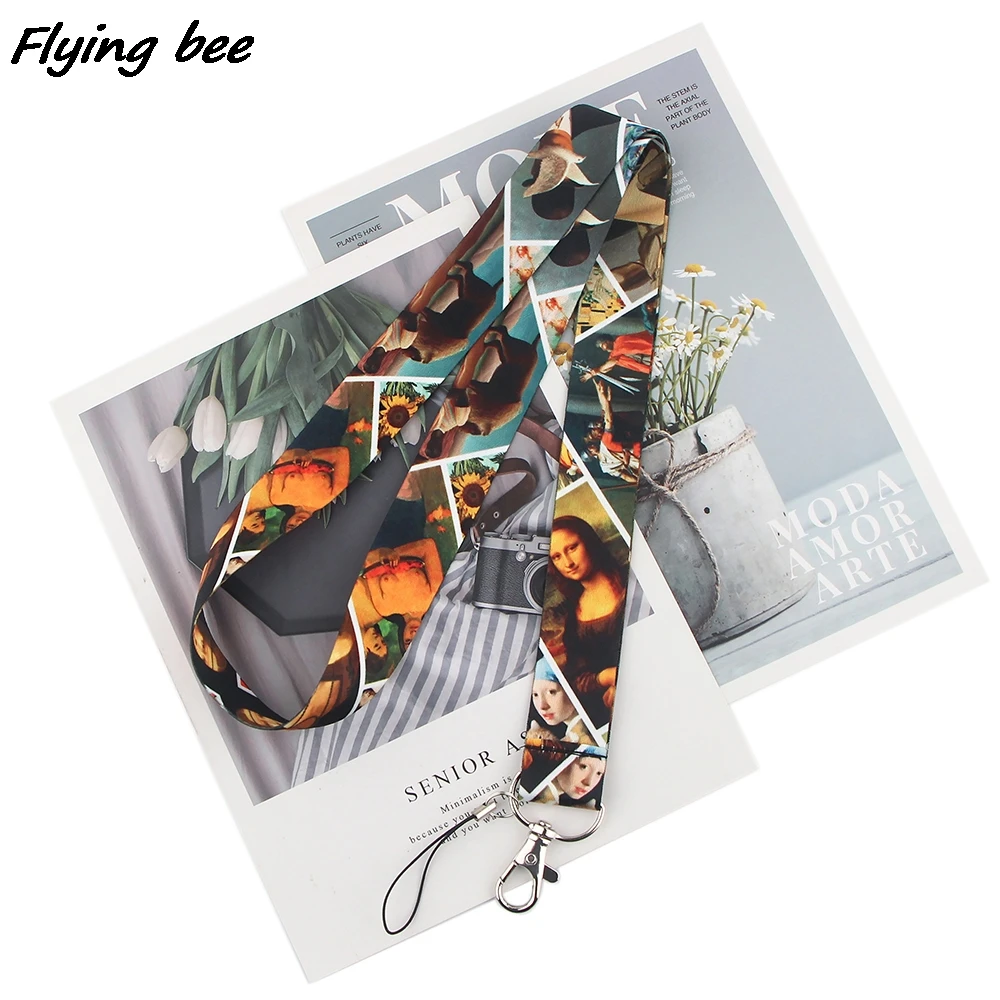 

Flyingbee Oil Painting Art Key Chain Lanyard Neck Strap For Phone Keys ID Card Creative DIY Hang Rope Lariat Lanyard X1651