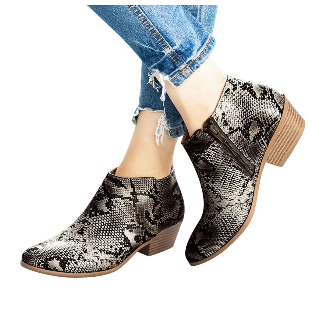 Женские ботинки с круглым носком Повседневные короткие ботильоны в римском