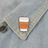 simple coffee soft enamel brooches brown coffee cup button pins for clothes badge cartoon fashion jewelry gift for friends