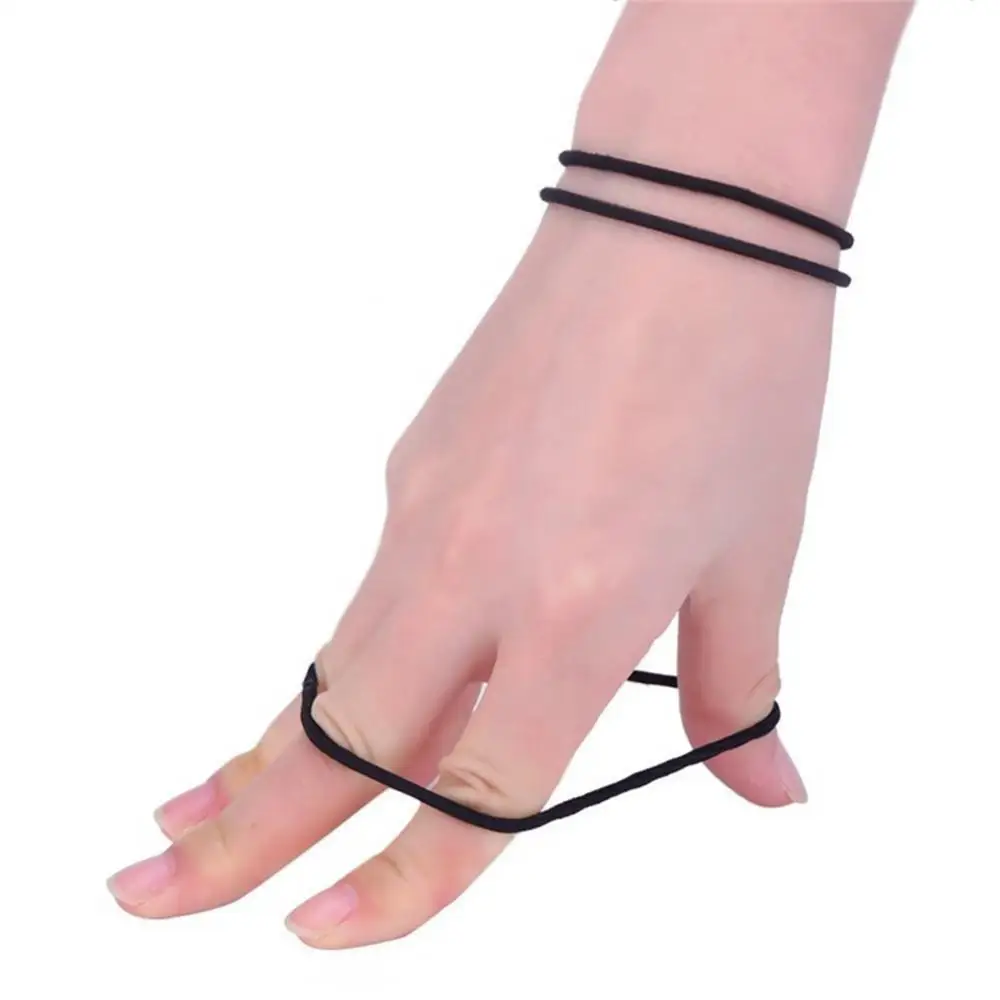 

HOT SALE 100Pcs Black Thick Snag Free Endless Hair Elastics Hairbands Ponytail Hair Ties