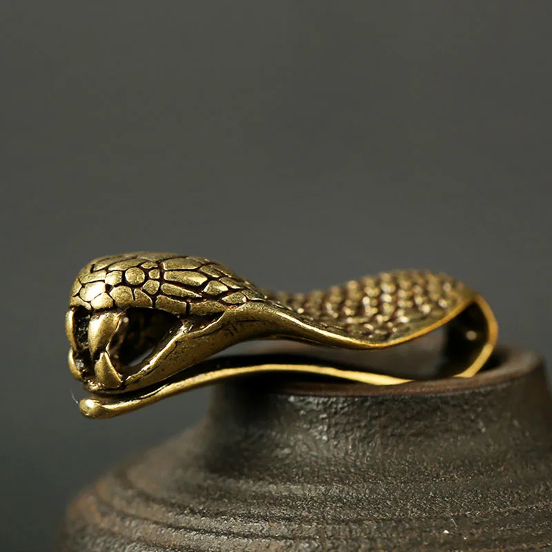 Винтажный медный брелок ручной работы в виде кобры змеи головы мужской поясной