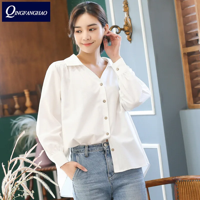 Korean style long-sleeved shirt women OL Fashion temperament Slim Top blouses