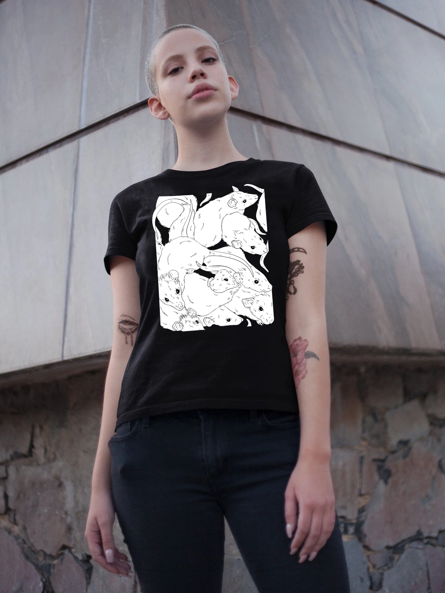 Жуткая Милая рубашка в виде крысы крутая футболка для влюбленных крыс Готическая