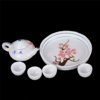 6pcsset dollhouse miniature flower style dining ware porcelain tea set dish cup plate flowers dolls accesssories