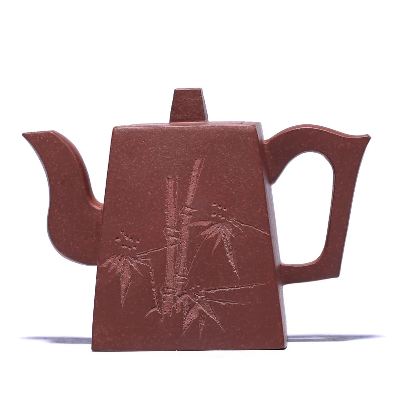 

Purple clay high square pot square pot folk artists handmade teapot small mini