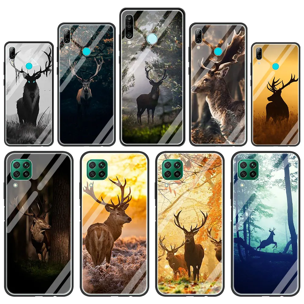 

Deer Hunting Camo Tempered Glass Phone Case for Huawei P30 P40 Pro P20 P10 Lite P Smart Y6 Y7 2019 Z for Honor 20 8X 9X Cover