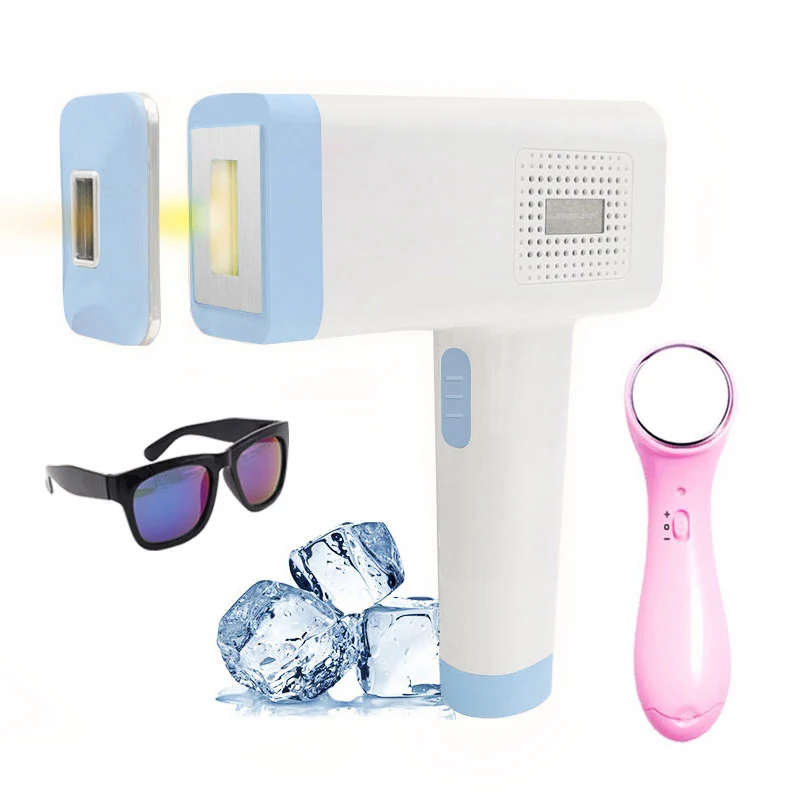 Pink Face massager Lescolton новейший 4в1 IPL Удаление волос Cool T012C Эпилятор постоянный бикини триммер электрический depilador лазер - Цвет: Pink Face massager