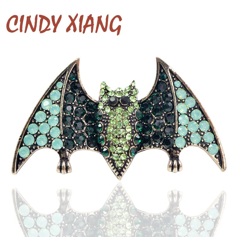 Винтажная женская брошь "Летучая мышь" CINDY XIANG, украшение на Хэллоуин в виде летучей мыши с горным хрусталем на пальто, платье, костюм, идея для подарка