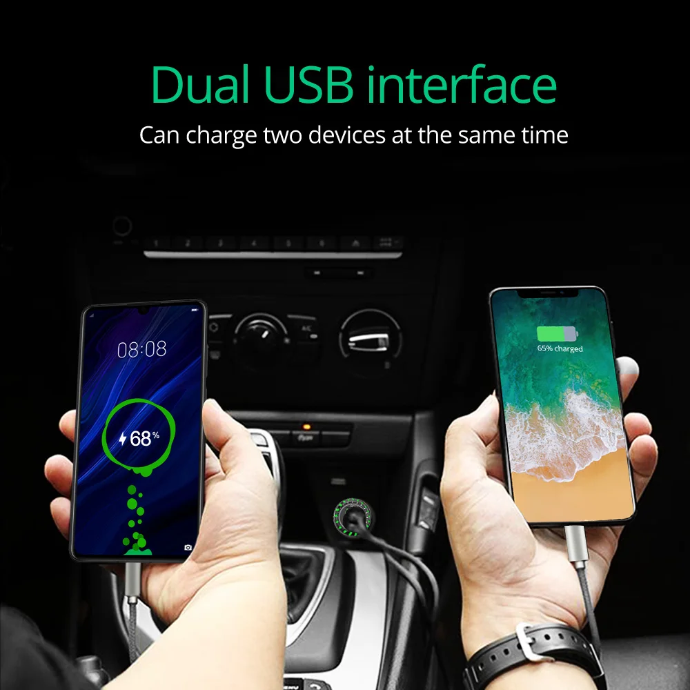 Автомобильное зарядное устройство FONKEN USB quick charge 3,0, адаптер для мобильного телефона, двойной USB, быстрая зарядка, зарядное устройство для samsung, huawei, xiaomi