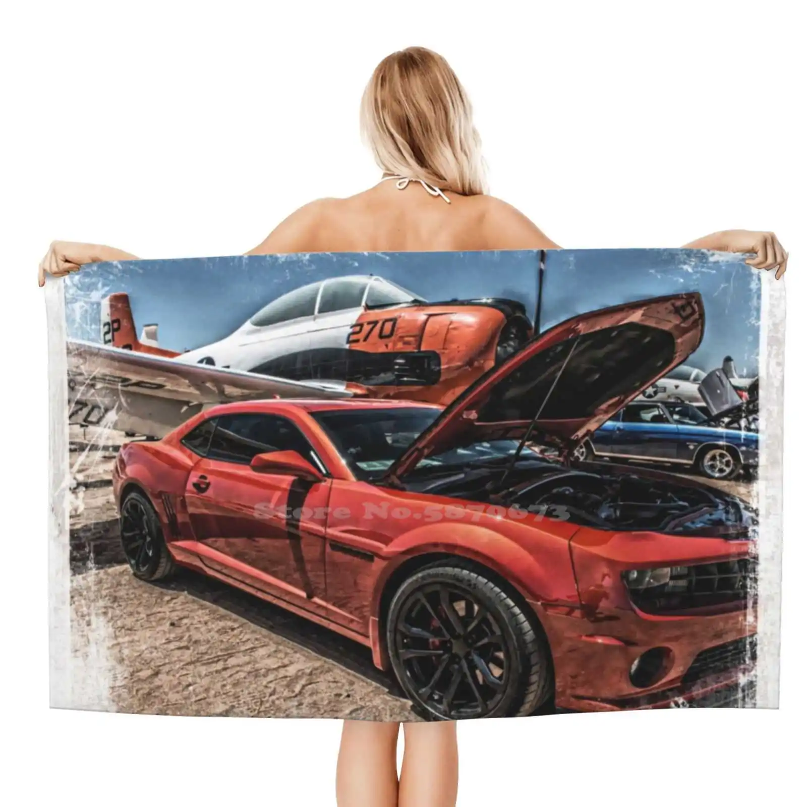 Новое винтажное полотенце для самолета Chevy Camaro с 3D принтом спортивное мягкое